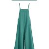 Women Casual Loose Long Bib Pants Wide Leg Jumpsuits Baggy Cotton Rompers Overalls with Pockets 3XL PZZTYP2 Teal