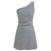 Women's Summer Striped Mini Dress Sleeveless Bodycon Dresses Asymmetrical Neck Casual Party Club Dress 2025