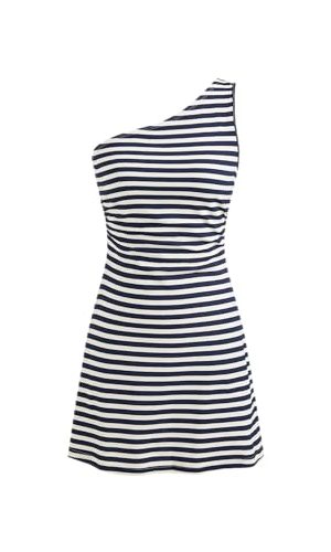 Women's Summer Striped Mini Dress Sleeveless Bodycon Dresses Asymmetrical Neck Casual Party Club Dress 2025