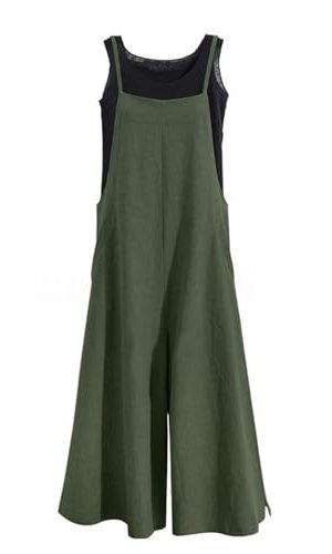 Women Casual Loose Long Bib Pants Wide Leg Jumpsuits Baggy Cotton Rompers Overalls with Pockets PZZTYP2