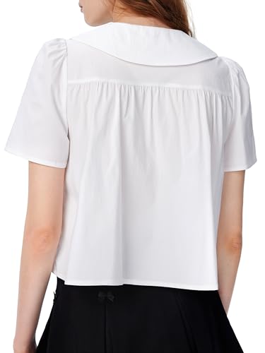 Women's Summer Tops Short Sleeve Cute Cotton Blouse
