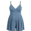 Plus Size Rompers For Curvy Women V Neck Sleeveless Spaghetti Strap Wide Leg Shorts Overalls Jumpsuit Summer Outfits