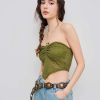 Halter Tops for Women Crochet Boho Backless Ruched Tie Back Vacation Beach Tank Crop Tops