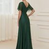 Womens Evening Dresses V Neck Short Sleeves A-line Glitter Formal Dresses 50159