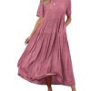 Women Casual Loose Bohemian Dress with Pockets Short Sleeve Long Maxi Summer Beach Swing Dresses