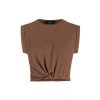 Crop Tops for Women Crew Neck T Shirts Short Sleeve Knotted Twist Front Loose Summer Basic Tee