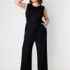 Plus Size Jumpsuits For Curvy Women Crew Neck Sleeveless Elegant Wide Leg Jumpsuits Dressy Casual Summer Outfits
