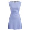 Ruched Women Knotted Sleeveless Cute Dress for Summer Casual Dresses