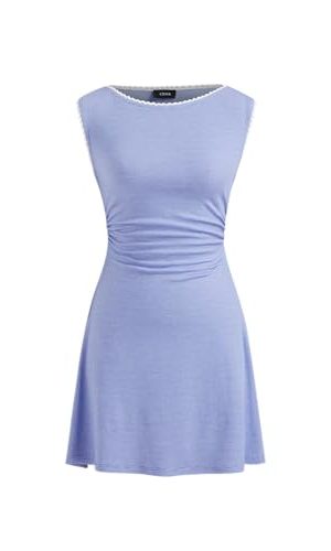 Ruched Women Knotted Sleeveless Cute Dress for Summer Casual Dresses