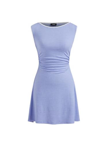 Ruched Women Knotted Sleeveless Cute Dress for Summer Casual Dresses