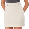 Womens Mini Skirts Solid High Waisted with Belt & Pockets Workwear