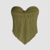 Summer Tube Tops for Women Floral Tie Front Cute Tops Sexy Going Out Tops Trendy Strapless Mesh Flowy Top Casual
