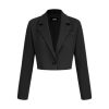 Womens Blazer Cropped Business Casual Open Front Long Sleeve Suit Work Office Blazer Jacket