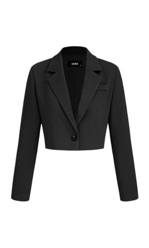 Womens Blazer Cropped Business Casual Open Front Long Sleeve Suit Work Office Blazer Jacket