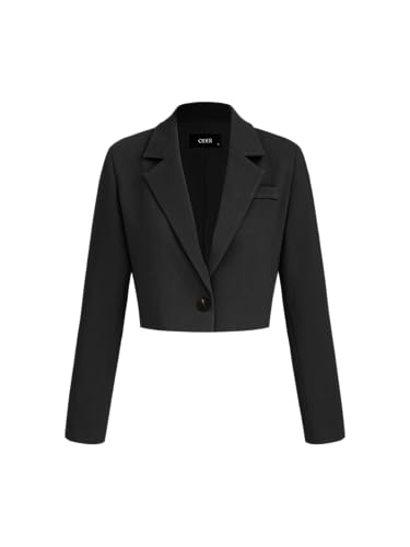 Womens Blazer Cropped Business Casual Open Front Long Sleeve Suit Work Office Blazer Jacket