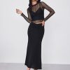 High Waist Skirts for Women Mermaid Skirt Fishtail Ruched Bodycon Long Maxi Skirt Lettuce Trim Stretchy
