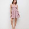 Women's Halter Mini Dress for Summer Striped Sleeveless Shirred Ruffle Dress Sexy Cute Vacation Outfits