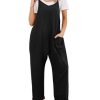 Women's Casual Overalls Summer Rompers Adjustable Spaghetti Straps V Neck Jumpsuits with Pockets PAU