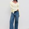 Women’s Baggy Jeans Straight Wide Leg High Waisted Fold Hem Denim Pants with Pockets