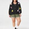 Women’s Floral Cropped Cardigan Cute Flower V Neck Button Down Trendy Sweater