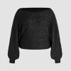 Women’s Boat Neck Dolman Sleeve Knit Sweater Fall Trendy Sweater Pullover Tops Jumper