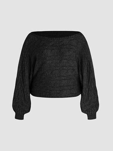 Women’s Boat Neck Dolman Sleeve Knit Sweater Fall Trendy Sweater Pullover Tops Jumper