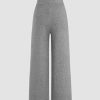 Lounge Pants Women Wide Leg Mid Waist Ribbed Knit Pants Casual Solid Warm Wool-Blend Sweatpants Fall Winter