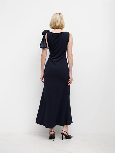 Women Summer Maxi Dresses Sleeveless Wedding Guest Dress Bowknot Boat Neck Formal Gown