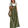 Casual Wide Leg Jumpsuits for Women Boho Floral Pleated Overalls Rompers Summer Outfits with Pockets 2XL P0D Solid Army Green