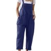 Women Long Casual Loose Bib Pants Overalls Baggy Rompers Jumpsuits with Pockets PV9