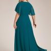 Women's V Neck Floor Length Chiffon Evening Dresses Plus Size Mother of The Bride Dresses 01960-DAPH