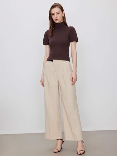 Women’s Short Sleeve Turtleneck Tops Cute Knit Slim Fit Sweater Blouses Basic Tee