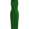 Work Dresses for Women High Neck Sleeveless Bodycon Ruched Cocktail Party Midi Dresses