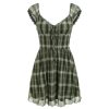 Women's Gingham Mini Dress Summer Sundress Casual V Neck Flowy Cute Teen Short Seelve Ruffle Dress