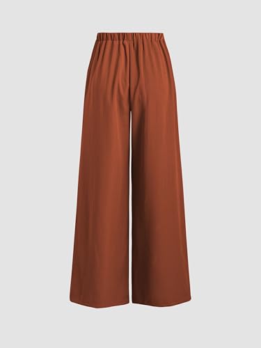 Palazzo Pants for Women Wide Leg Drawsting Elastic High Waisted Comfy Casual Flowy Pants with Pockets