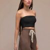 Tube Top for Women Strapless Ruched Sexy Going Out Basic Bandeau Crop Tops Summer Outfits