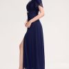 Women's Cap Sleeves Mother of The Bride Dresses Rhinestone Chiffon Maxi Formal Evening Dresses 02400