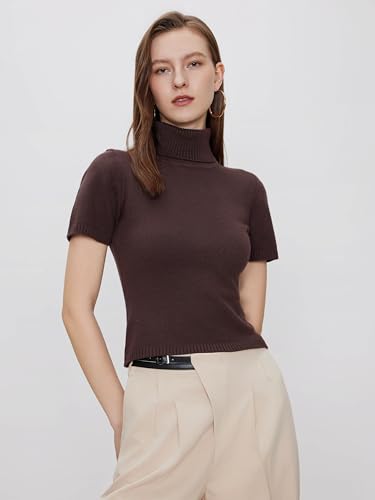 Women’s Short Sleeve Turtleneck Tops Cute Knit Slim Fit Sweater Blouses Basic Tee
