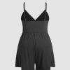 Plus Size Rompers For Curvy Women V Neck Sleeveless Spaghetti Strap Wide Leg Shorts Overalls Jumpsuit Summer Outfits