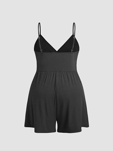 Plus Size Rompers For Curvy Women V Neck Sleeveless Spaghetti Strap Wide Leg Shorts Overalls Jumpsuit Summer Outfits