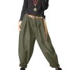 Baggy Cropped Pants for Women Casual Loose Elastic Waist Denim Trousers with Pockets PDJ