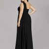 Womens One Shoulder Ruched Empire Waist Chiffon Maxi Plus Size Bridesmaid Dresses 09816-PZUSA