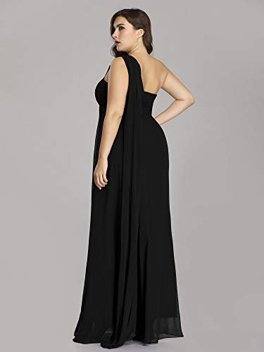 Womens One Shoulder Ruched Empire Waist Chiffon Maxi Plus Size Bridesmaid Dresses 09816-PZUSA