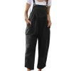Women Cotton Overalls Casual Loose Adjustable Straps Bib Pants Tulip Hem Baggy Jumpsuits with Pockets PZJ