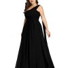 Womens One Shoulder Ruched Empire Waist Chiffon Maxi Plus Size Bridesmaid Dresses 09816-PZUSA