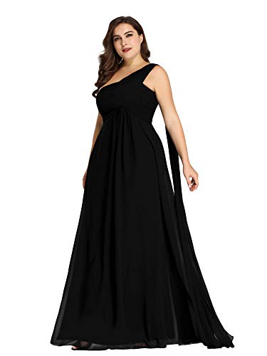 Womens One Shoulder Ruched Empire Waist Chiffon Maxi Plus Size Bridesmaid Dresses 09816-PZUSA