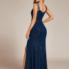 Women's V Neck Bodycon Sleeveless Split Maxi Evening Dresses 01888