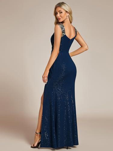 Women's V Neck Bodycon Sleeveless Split Maxi Evening Dresses 01888