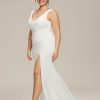 Women's Sleeveless Pleated Bodycon Side Slit Floor Length Plus Size Wedding Dresses 0121B-DAPH
