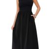 A Line Dress Womens Sleeveless Cocktail Party Midi Elegant Dresses with Pockets